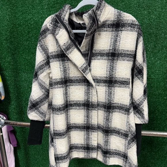 Express Black and Cream Plaid wool blend Jacket - Picture 1 of 7